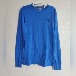 The North Face Royal Blue Long Sleeve Shirt Logo Print Men's Size Small